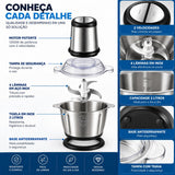 Partes do multiprocessador: motor, tampa, lâminas, tigela e base