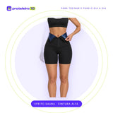 Short Modelador Efeito Sauna Cintura Alta com Colchetes